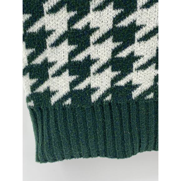 SHEIN Women's Dark Green-White Houndstooth V-Neck Knit Sweater Vest SZ M - Picture 5 of 10